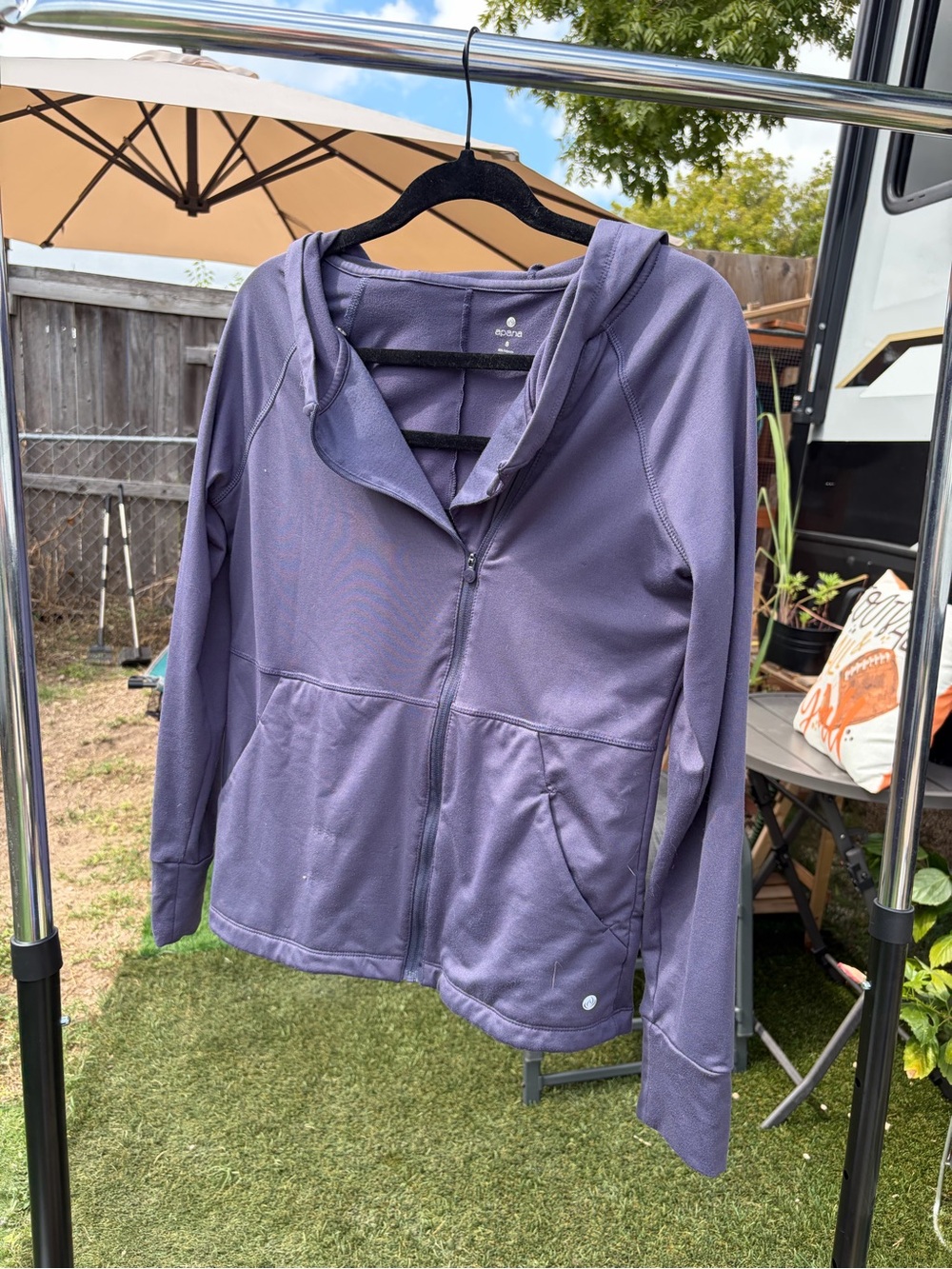 Apana Purple Full-Zip Hooded Bomber Jacket